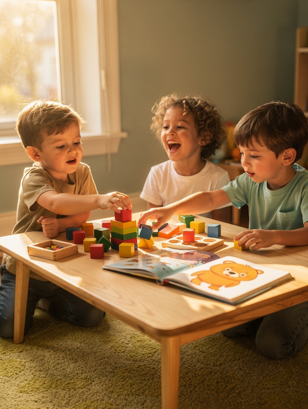 Children working together on a creative building project
