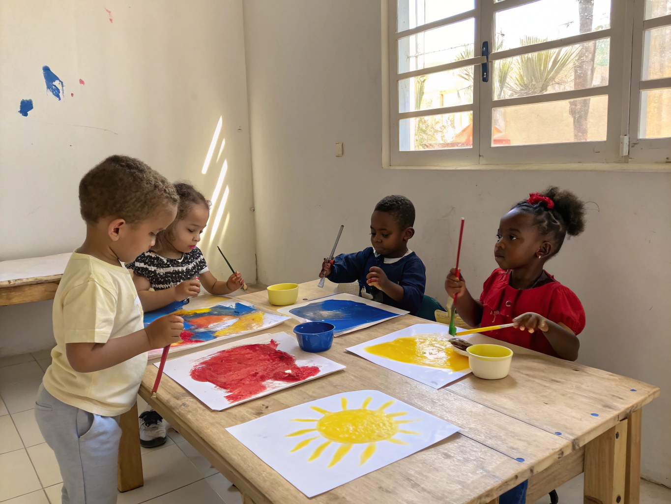 Students collaborating on a group activity